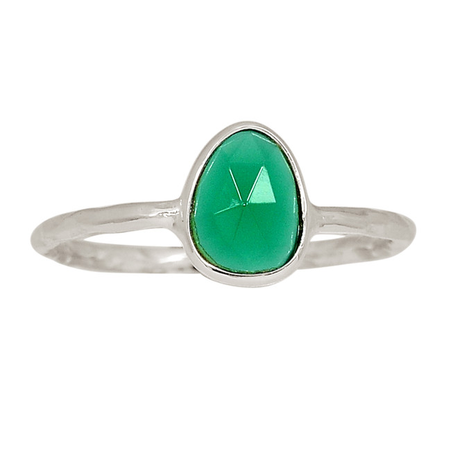 Faceted Green Onyx 925 Sterling Silver Ring Jewelry s.9 ALLR-27008