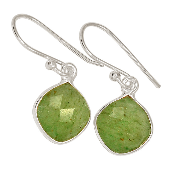 Natural Canadian Naphrite Jade 925 Sterling Silver Earrings Jewelry ALLE-17013