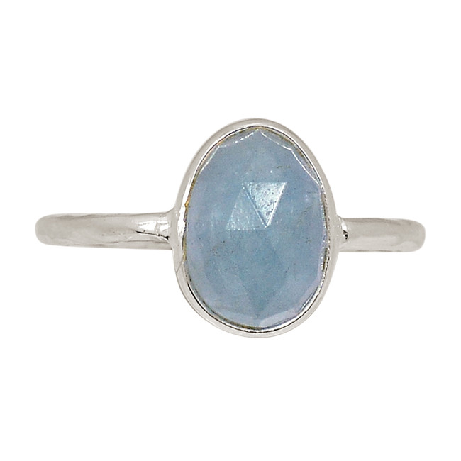 Natural Faceted Aqua Kyanite 925 Sterling Silver Ring Jewelry s.7 ALLR-26997