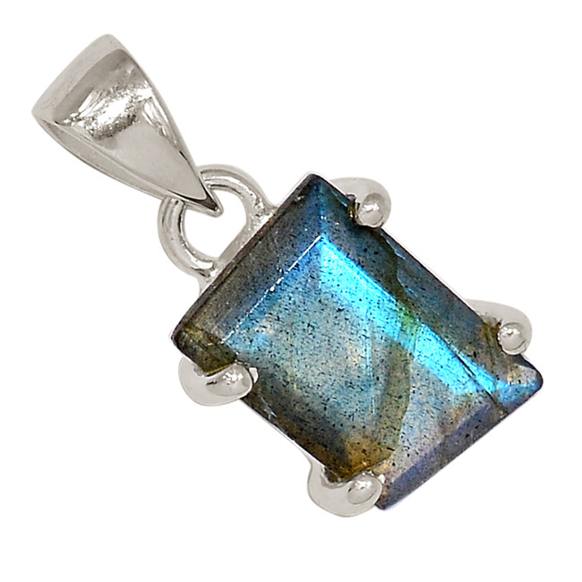 Natural Faceted Labradorite - Madagascar 925 Silver Pendant Jewelry ALLP-25834
