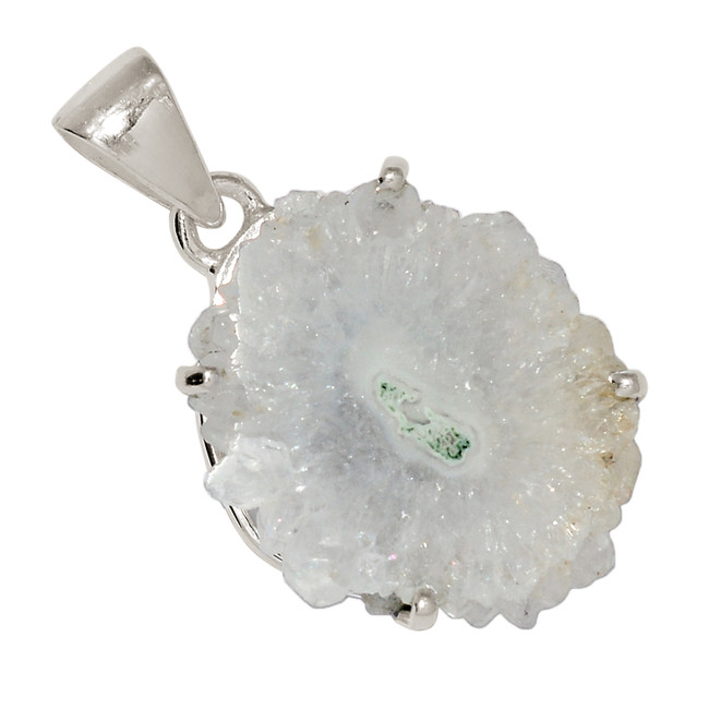 Natural Quartz Stalactite Slice 925 Sterling Silver Pendant Jewelry ALLP-26224