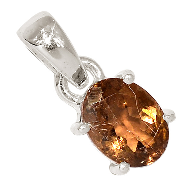 Natural Faceted Brown Tourmaline 925 Sterling Silver Pendant Jewelry ALLP-25929