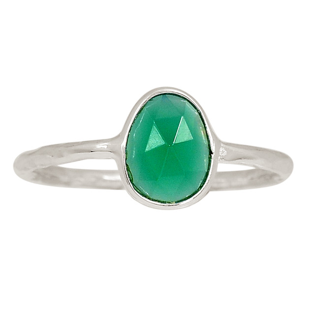 Faceted Green Onyx 925 Sterling Silver Ring Jewelry s.8.5 ALLR-27010