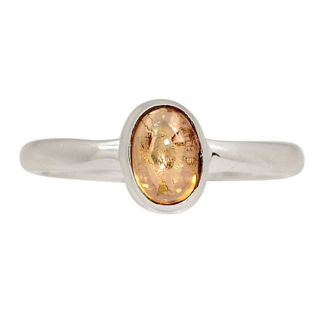 Natural Cabochon Imperial Topaz - Brazil 925 Silver Ring Jewelry s.9 ALLR-26781