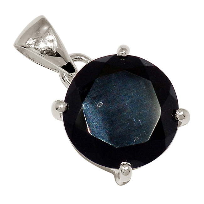 Faceted Black Onyx - Brazil 925 Sterling Silver Pendant Jewelry ALLP-26009