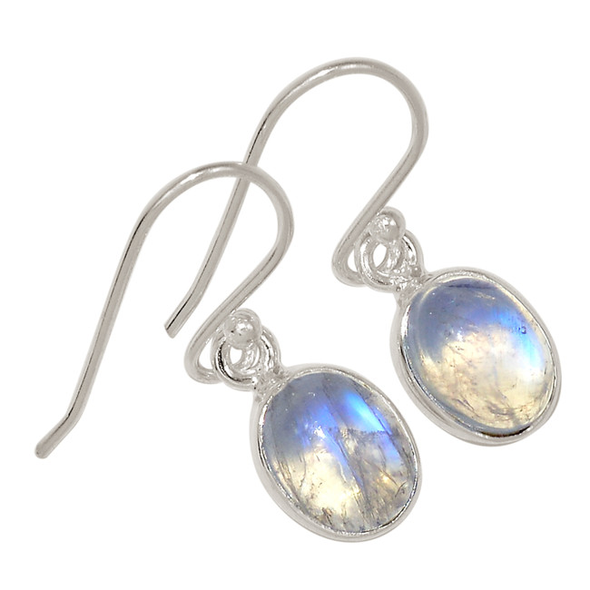 Natural Rainbow Moonstone - India 925 Silver Earrings Jewelry ALLE-16831