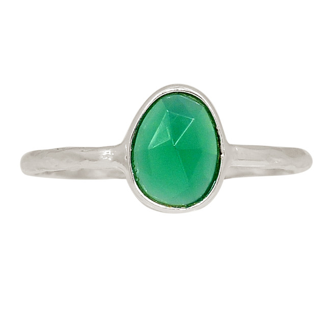 Faceted Green Onyx 925 Sterling Silver Ring Jewelry s.8 ALLR-27011