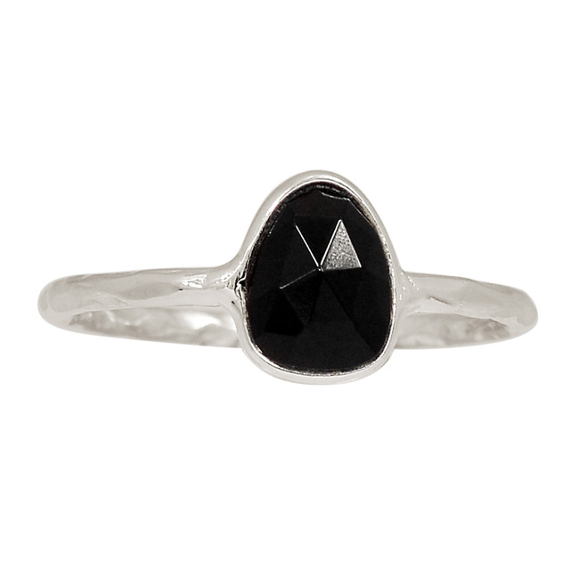 Faceted Black Onyx - Brazil 925 Sterling Silver Ring Jewelry s.9 ALLR-27015