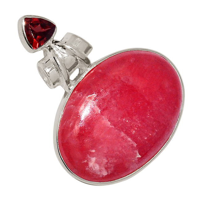 Natural Rhodochrosite Jellry & Garnet 925 Sterling Silver Pendant Jewelry ALLP-26146