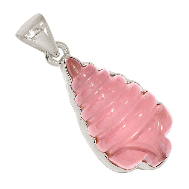 Natural Carved Rose Quartz 925 Sterling Silver Pendant Jewelry ALLP-26651