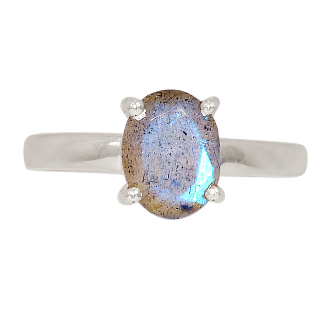 Natural Faceted Labradorite - Madagascar 925 Silver Ring Jewelry s.8 ALLR-27615