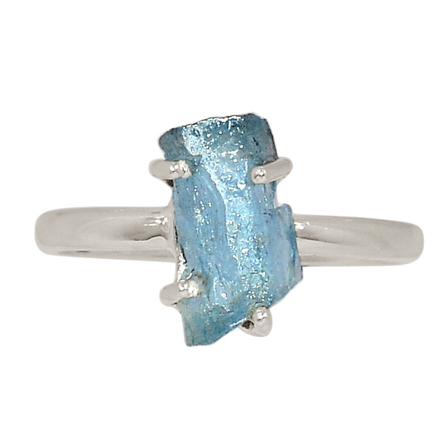Natural Aquamarine Rough - Brazil 925 Silver Ring Jewelry s.8 ALLR-28035
