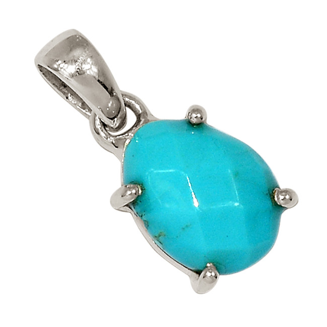 Composite Faceted Blue Mohave Turquoise 925 Silver Pendant Jewelry ALLP-26934