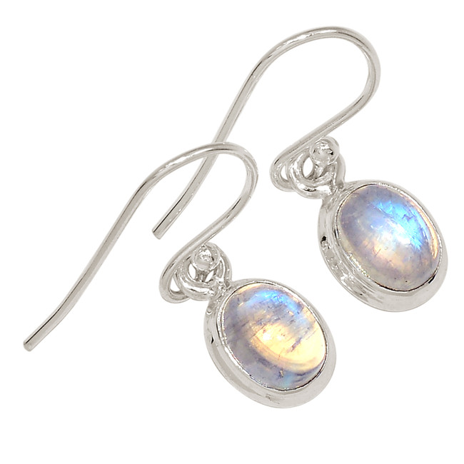 Natural Rainbow Moonstone - India 925 Silver Earrings Jewelry ALLE-17400