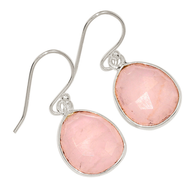Natural Rose Quartz - Madagascar 925 Sterling Silver Earrings Jewelry ALLE-17232