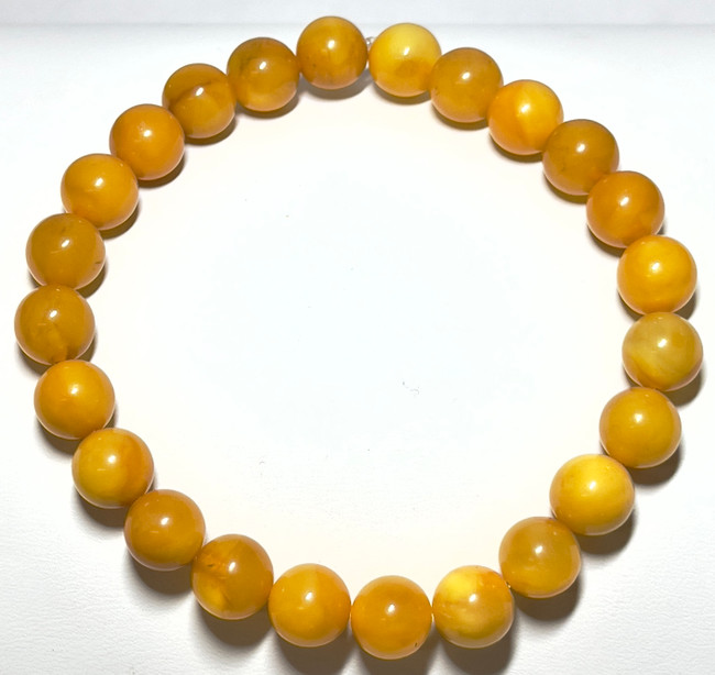 9mm Authentic Baltic Egg Yolk Amber Beads Bracelet JY3777