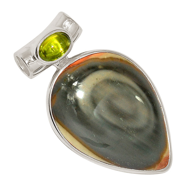 Natural Royal Imperial Jasper & Peridot 925 Silver Pendant Jewelry ALLP-26658