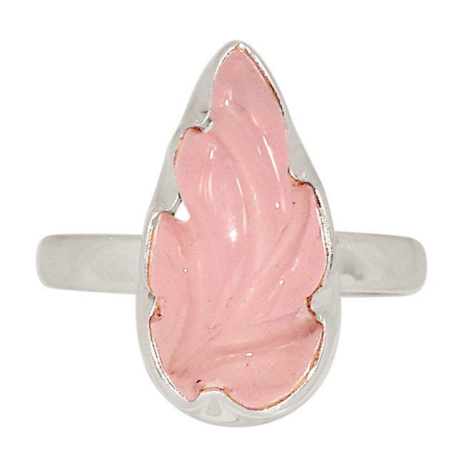 Natural Carving Rose Quartz - Madagascar 925 Silver Ring s.10 ALLR-27858