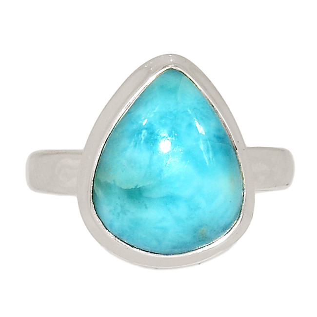 Natural Genuine Larimar - Dominican Republic 925 Silver Ring s.8 ALLR-27860
