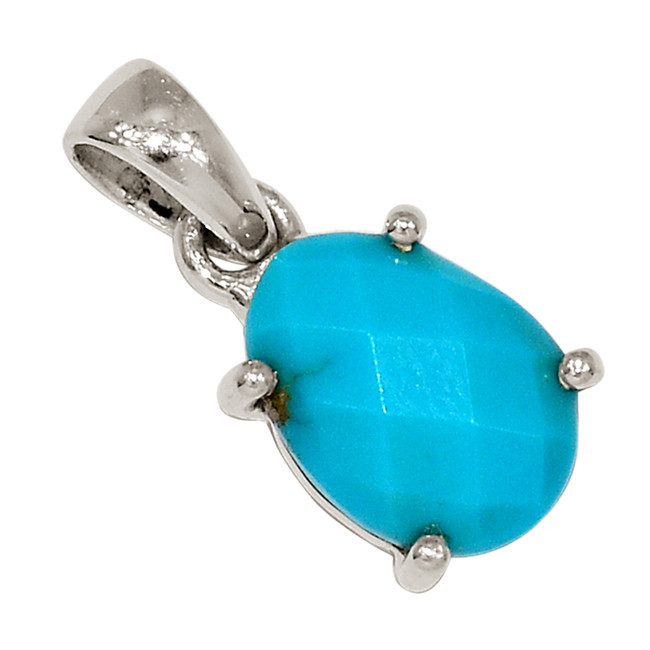 Composite Faceted Blue Mohave Turquoise 925 Silver Pendant Jewelry ALLP-26932