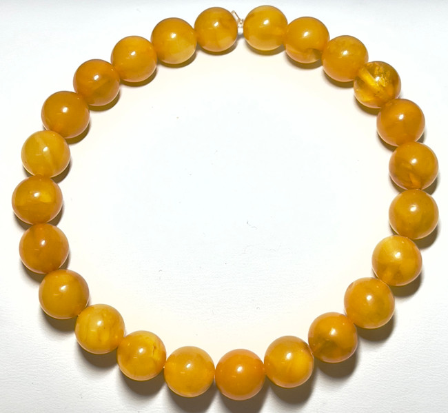 9mm Authentic Baltic Egg Yolk Amber Beads Bracelet JY3783