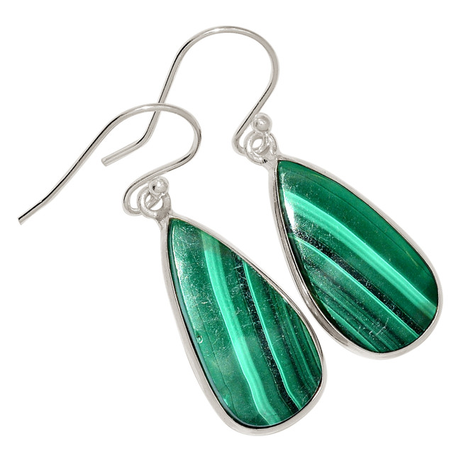 Natural Malachite - Congo 925 Sterling Silver Earrings Jewelry ALLE-17217