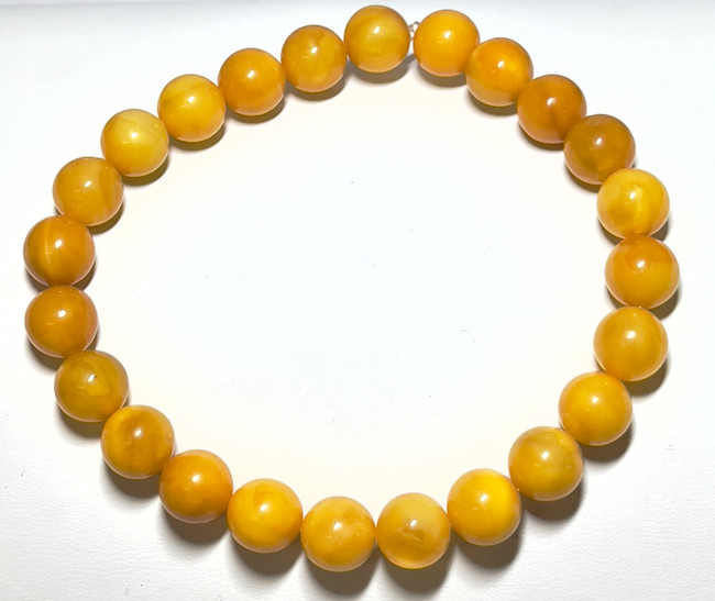 9mm Authentic Baltic Egg Yolk Amber Beads Bracelet JY3802