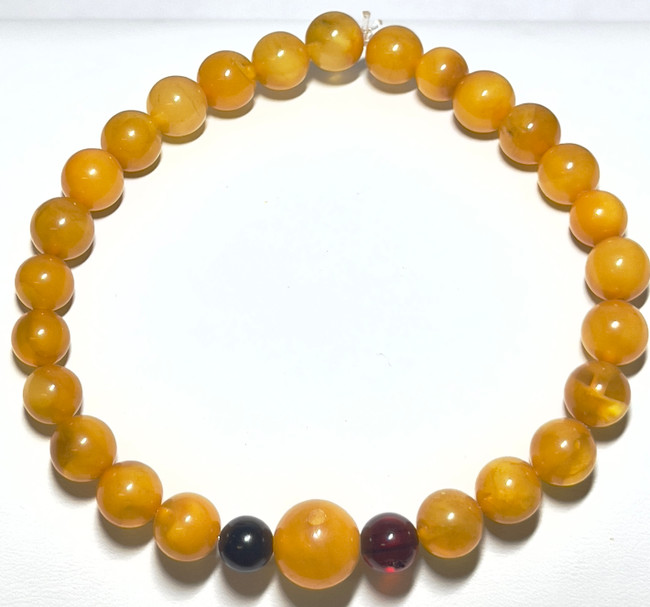 8mm Authentic Baltic Egg Yolk & Cherry Amber Beads Bracelet JY3804