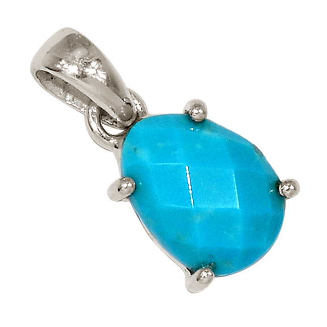 Composite Faceted Blue Mohave Turquoise 925 Silver Pendant Jewelry ALLP-26933