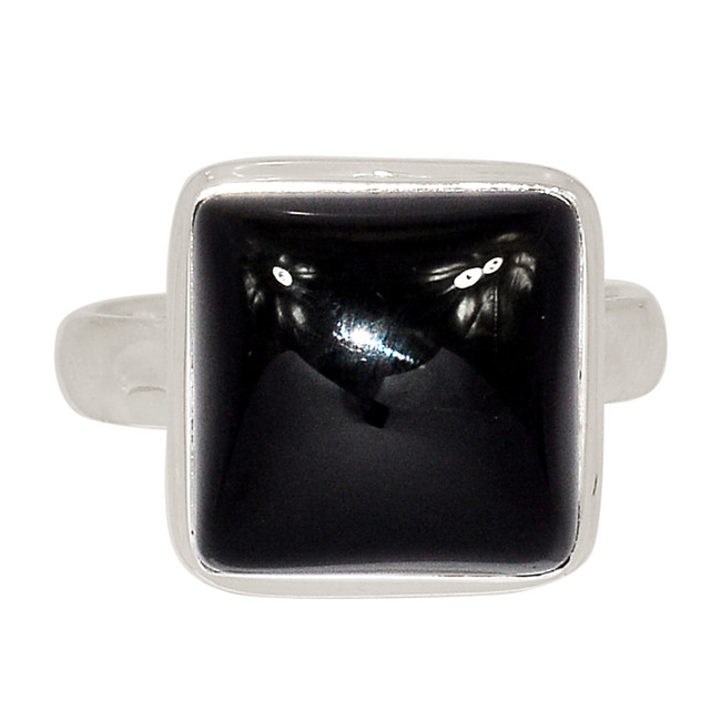 Black Onyx - Brazil 925 Sterling Silver Ring Jewelry s.8 ALLR-28018