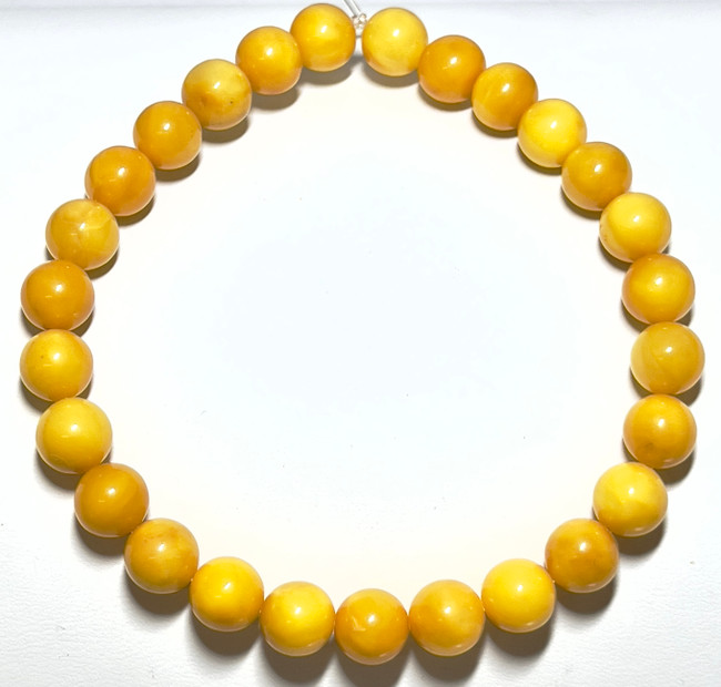 8mm Authentic Baltic Egg Yolk Amber Beads Bracelet JY3824