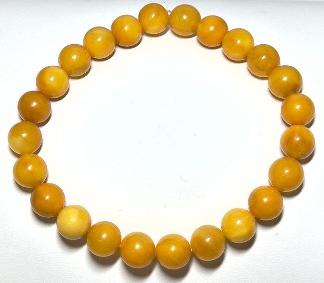 9mm Authentic Baltic Egg Yolk Amber Beads Bracelet JY3785