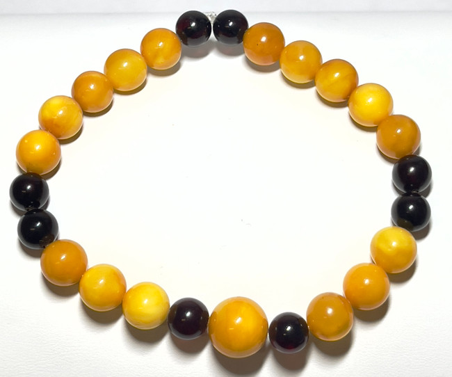 9mm Authentic Baltic Egg Yolk & Cherry Amber Beads Bracelet JY3776
