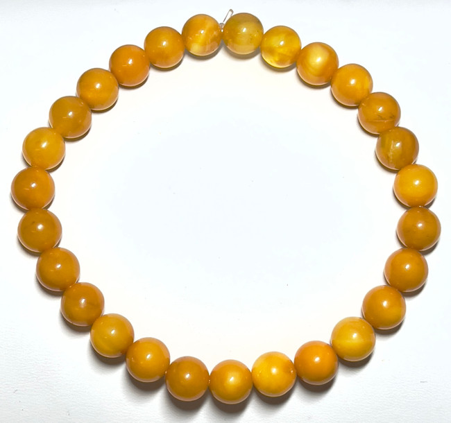 8mm Authentic Baltic Egg Yolk Amber Beads Bracelet JY3834