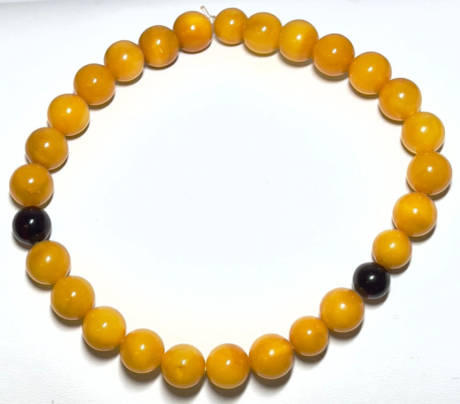 8mm Authentic Baltic Egg Yolk & Cherry Amber Beads Bracelet JY3839