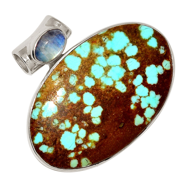 Composite Golden Web Turquoise & Moonstone 925 Silver Pendant Jewelry ALLP-26730