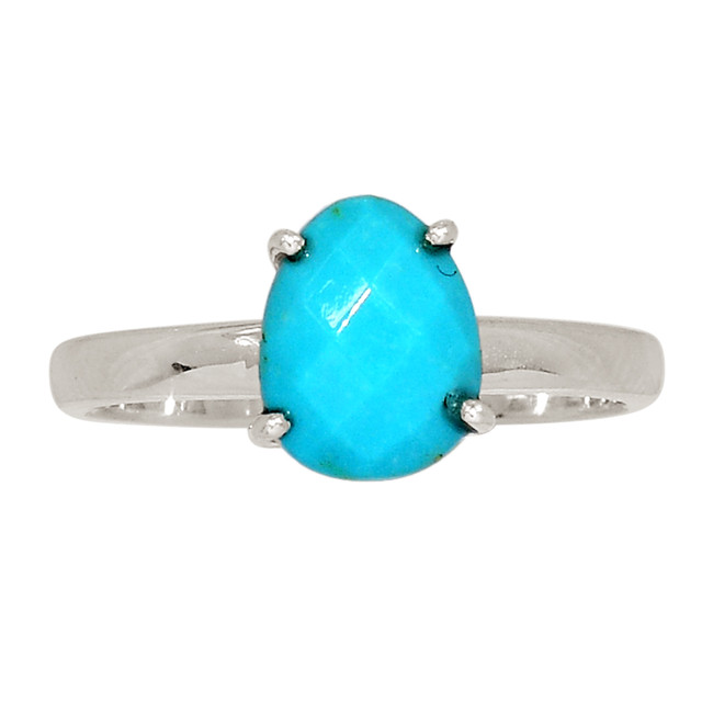 Composite Faceted Blue Mohave Turquoise 925 Silver Ring Jewelry s.9 ALLR-28228