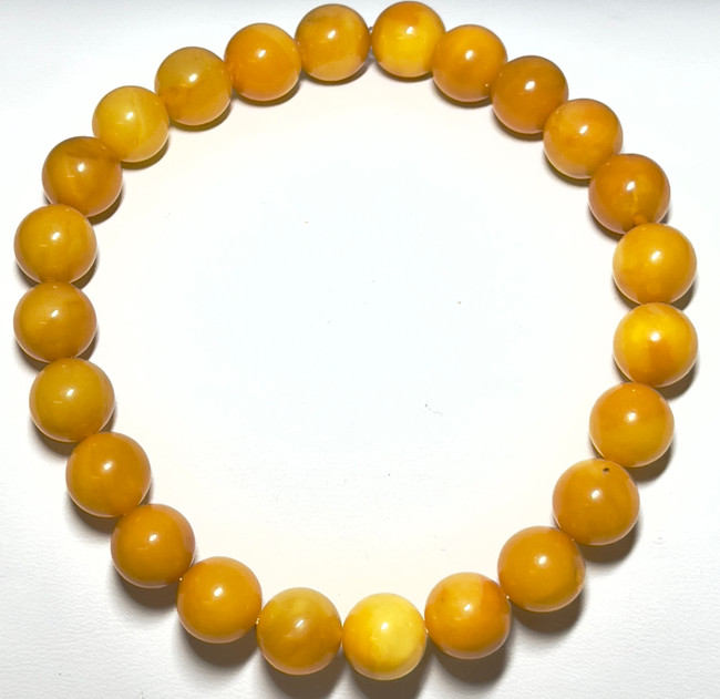 9mm Authentic Baltic Egg Yolk Amber Beads Bracelet JY3786
