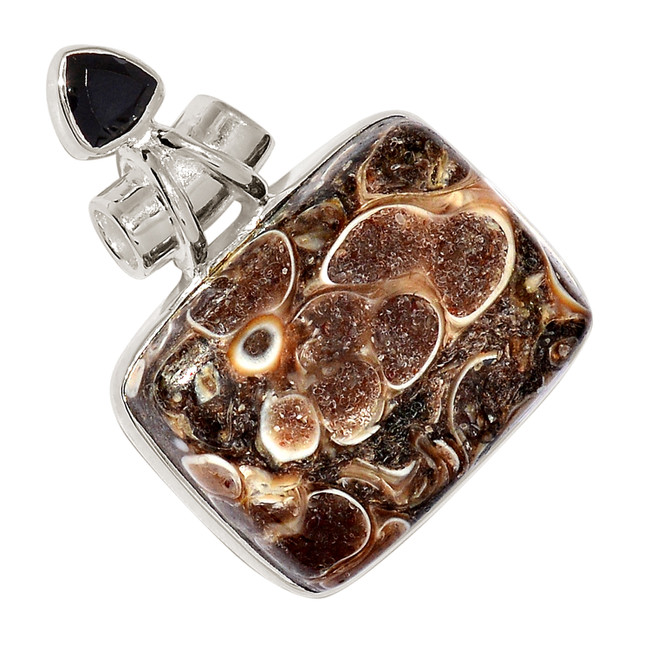 Natural Turtella Jasper - USA & Black Onyx 925 Silver Pendant ALLP-26756
