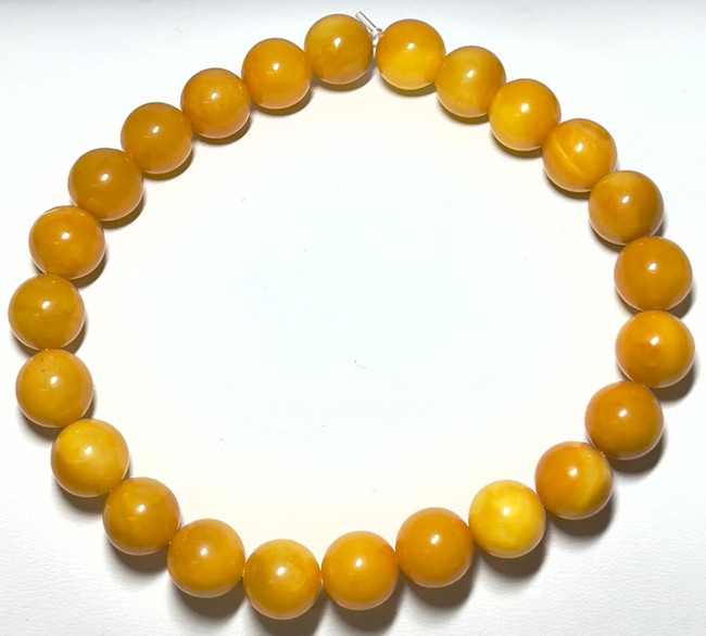 9mm Authentic Baltic Egg Yolk Amber Beads Bracelet JY3780