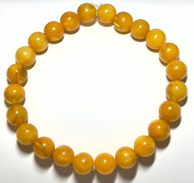 9mm Authentic Baltic Egg Yolk Amber Beads Bracelet JY3792