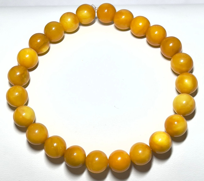 9mm Authentic Baltic Egg Yolk Amber Beads Bracelet JY3794