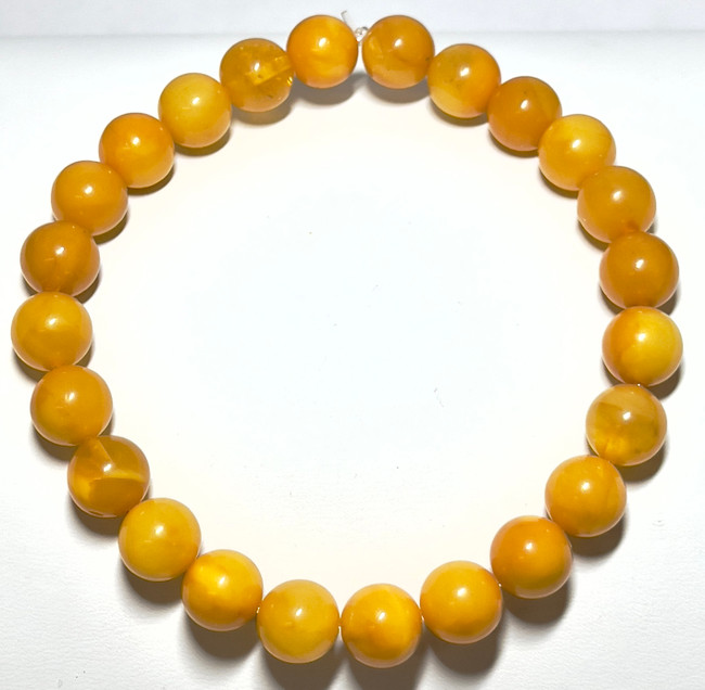 9mm Authentic Baltic Egg Yolk Amber Beads Bracelet JY3797