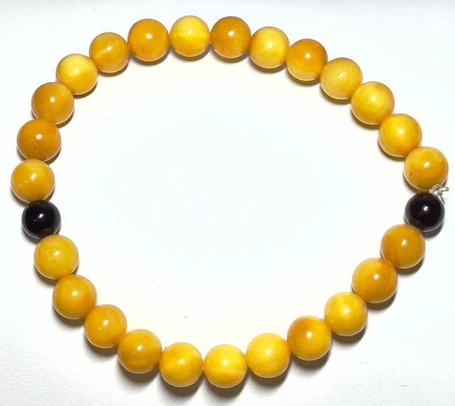 8mm Authentic Baltic Egg Yolk & Cherry Amber Beads Bracelet JY3838