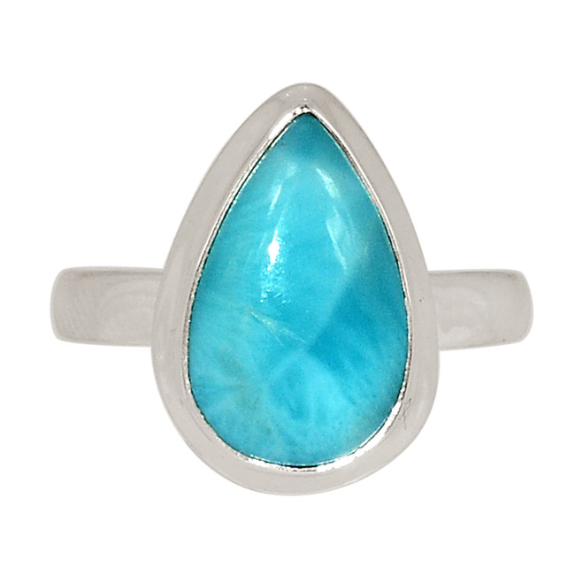 Natural Genuine Larimar - Dominican Republic 925 Silver Ring s.8.5 ALLR-27861