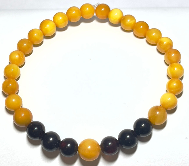 8mm Authentic Baltic Egg Yolk & Cherry Amber Beads Bracelet JY3806