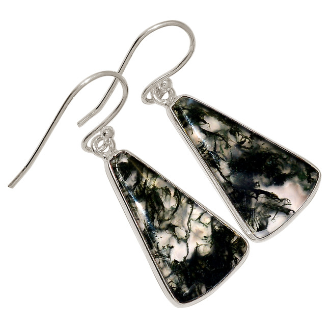Natural Moss Agate 925 Sterling Silver Earrings Jewelry ALLE-17426