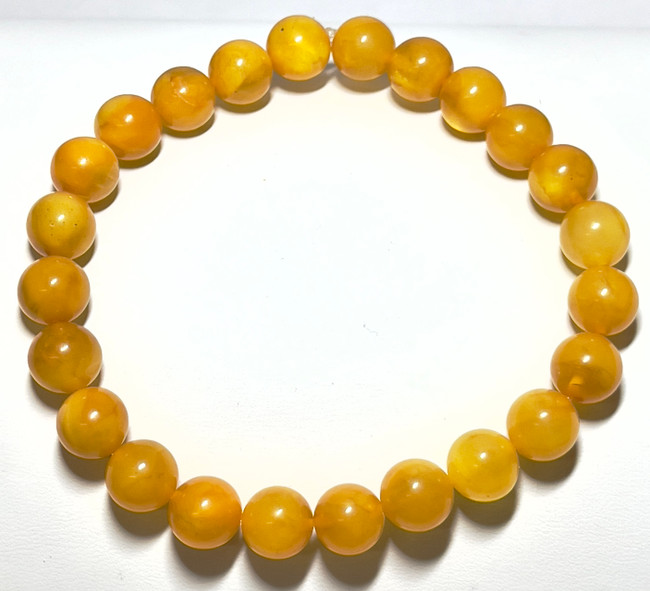9mm Authentic Baltic Egg Yolk Amber Beads Bracelet JY3795