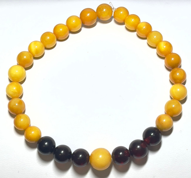 8mm Authentic Baltic Egg Yolk & Cherry Amber Beads Bracelet JY3808
