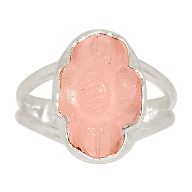 Natural Carving Rose Quartz - Madagascar 925 Silver Ring s.10 ALLR-27856